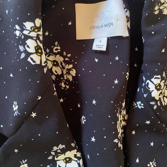 Cinq à Sept Floral Print Evening Jacket Black size 4 Small - Picture 4 of 5